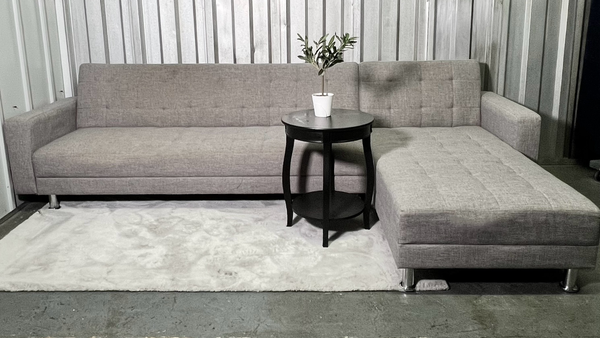 ( Free Delivery ) 116β Gray Modern Sleeper Sectional Sofa