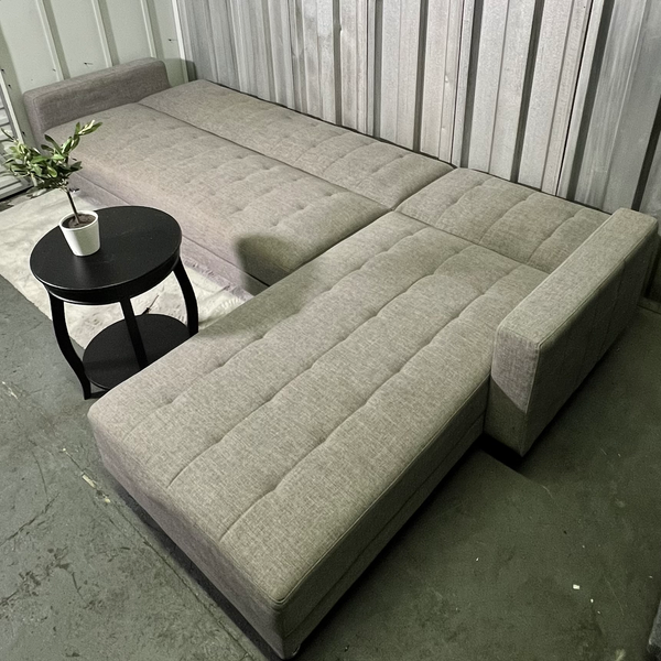 ( Free Delivery ) 116β Gray Modern Sleeper Sectional Sofa