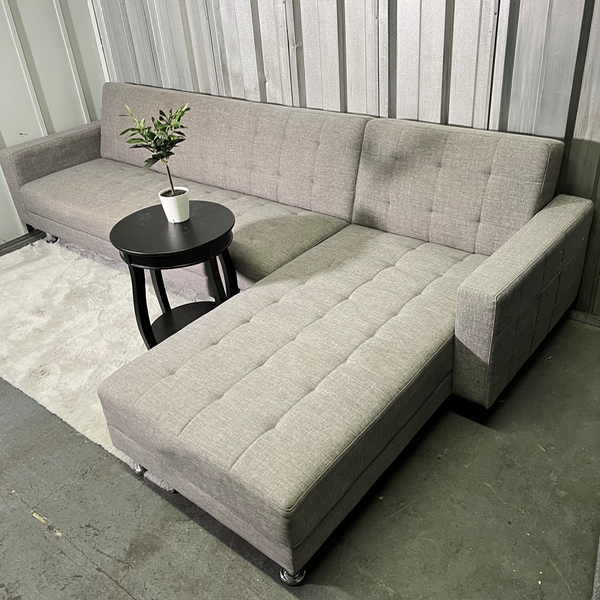 ( Free Delivery ) 116β Gray Modern Sleeper Sectional Sofa