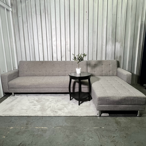 ( Free Delivery ) 116β Gray Modern Sleeper Sectional Sofa