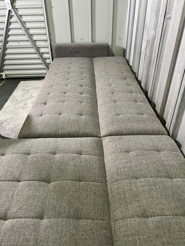 ( Free Delivery ) 116β Gray Modern Sleeper Sectional Sofa