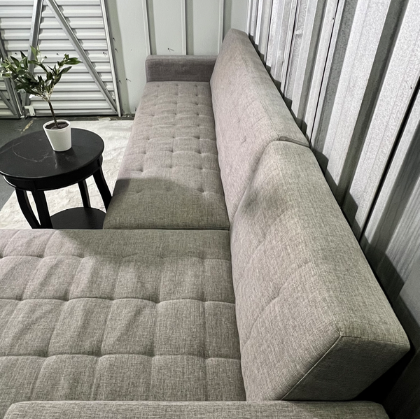 ( Free Delivery ) 116β Gray Modern Sleeper Sectional Sofa
