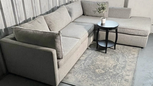 ( Free Delivery ) 112“ Gray West Elm Harris Sectional Sofa with Chaise