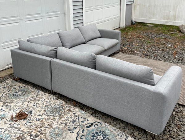 ( Free Delivery ) 101“ Reversible Gray Fabric Sectional