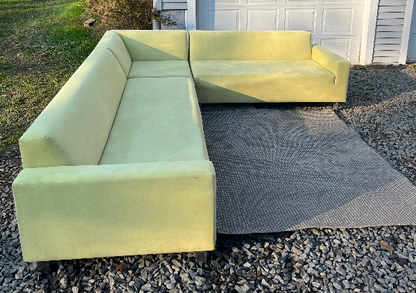 ( Free Delivery ) 130“ Modern Yellow Fabric L-Sectional