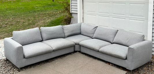 ( Free Delivery ) 101“ Reversible Gray Fabric Sectional