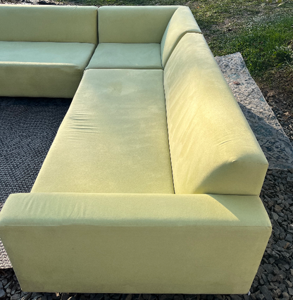 ( Free Delivery ) 130“ Modern Yellow Fabric L-Sectional