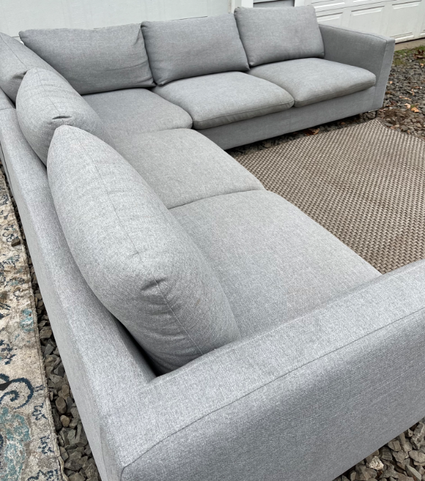 ( Free Delivery ) 101“ Reversible Gray Fabric Sectional