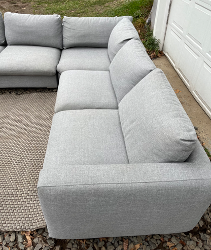 ( Free Delivery ) 101“ Reversible Gray Fabric Sectional