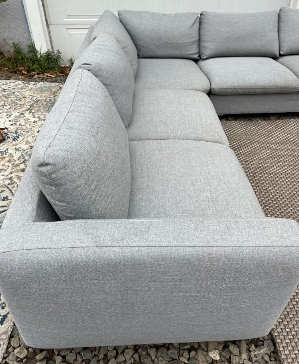 ( Free Delivery ) 101“ Reversible Gray Fabric Sectional