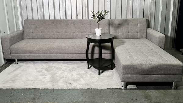 ( Free Delivery ) 116“ Gray Modern Sleeper Sectional Sofa