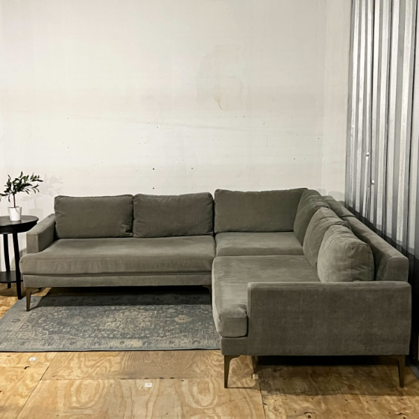 ( Free Delivery ) 96“ Gray West Elm Andes Sectional