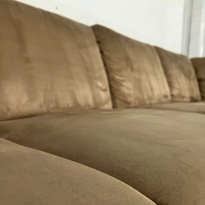 ( Free Delivery ) 116“ Brown Fabric L-Sectional