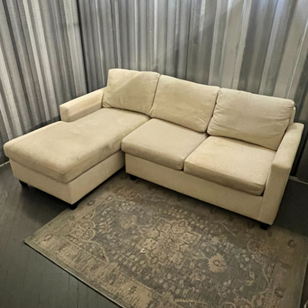 ( Free Delivery ) 86“ White Younger NA Sectional