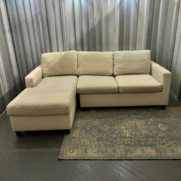 ( Free Delivery ) 86“ White Younger NA Sectional