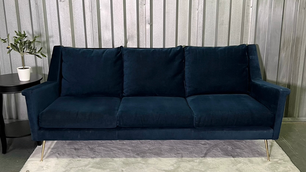 ( Free Delivery ) 78“ Blue West Elm Carlo Sofa