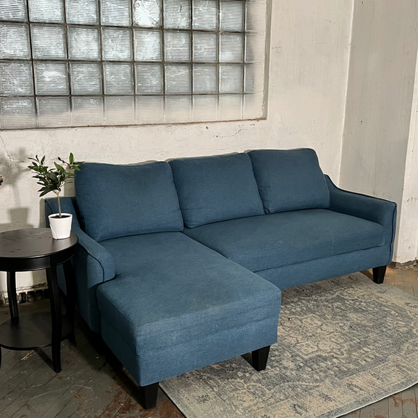 ( Free Delivery ) 83“ Blue Modern Sleeper Sectional