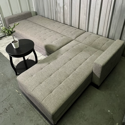 ( Free Delivery ) 116“ Gray Modern Sleeper Sectional Sofa