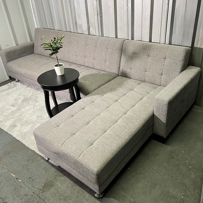 ( Free Delivery ) 116“ Gray Modern Sleeper Sectional Sofa