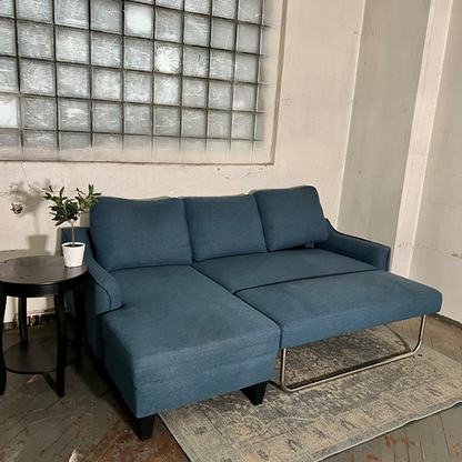 ( Free Delivery ) 83“ Blue Modern Sleeper Sectional