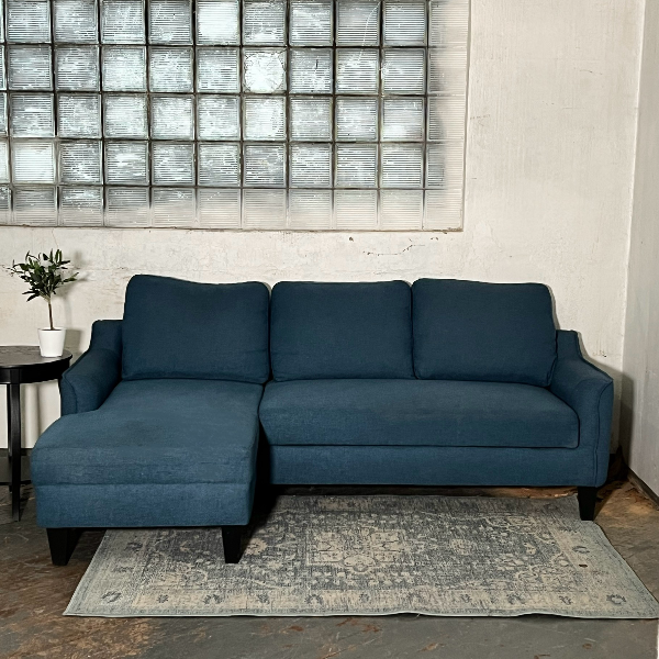 ( Free Delivery ) 83“ Blue Modern Sleeper Sectional