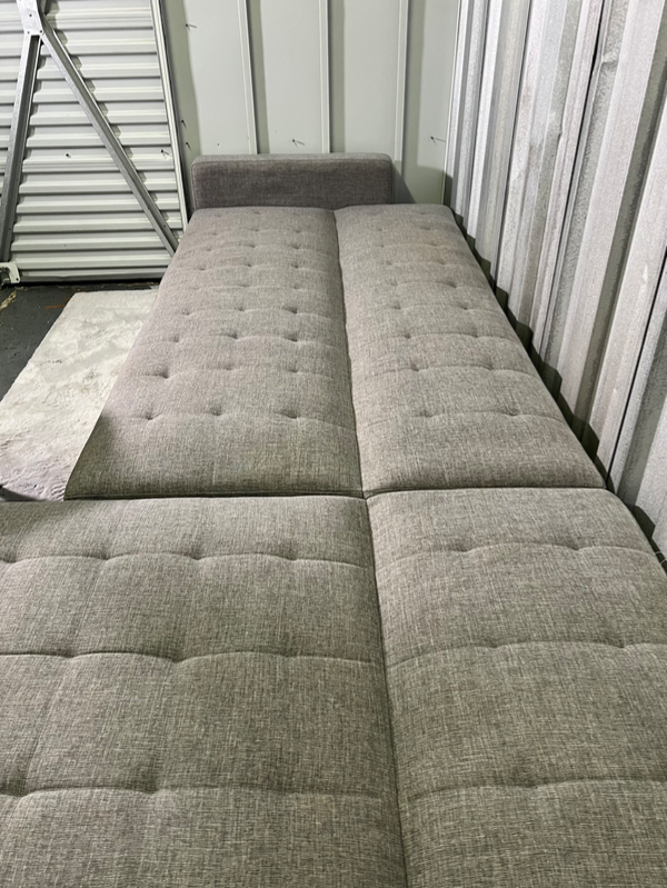 ( Free Delivery ) 116“ Gray Modern Sleeper Sectional Sofa