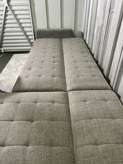 ( Free Delivery ) 116“ Gray Modern Sleeper Sectional Sofa