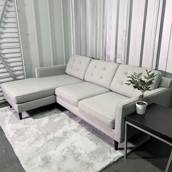 ( Free Delivery ) 86“ Gray West Elm Sectional with Reversible Chaise