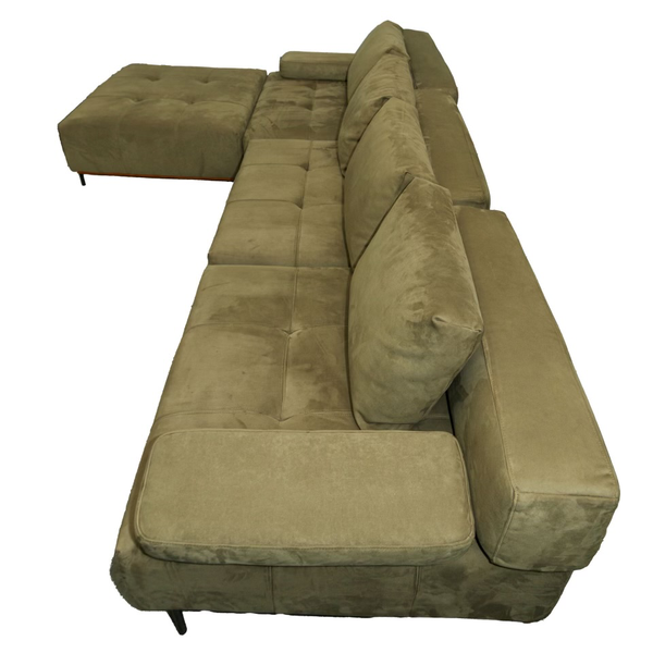 ( Free Delivery ) 111“ Olive-y Grayish Green Acanva Nivala Sectional with Matching Ottoman