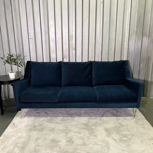 ( Free Delivery ) 78“ Blue West Elm Carlo Sofa