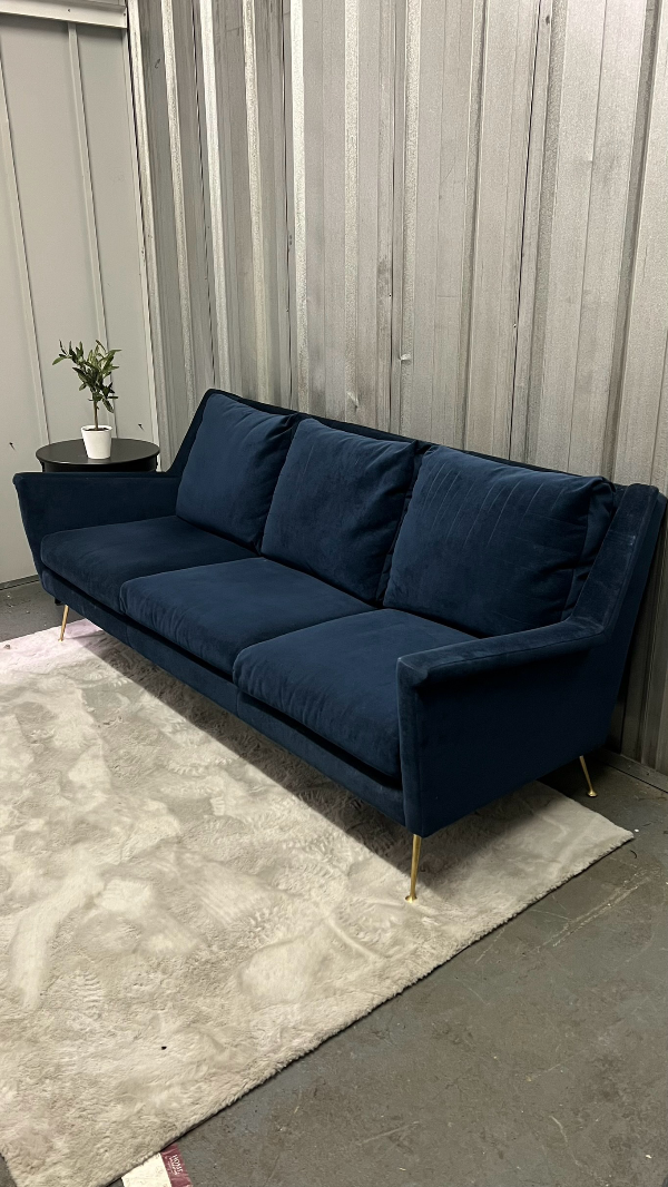 ( Free Delivery ) 78“ Blue West Elm Carlo Sofa